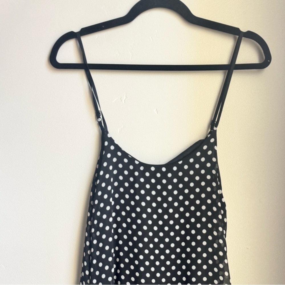 Polka Dot Midi Slip Dress Y2K Coquette Vintage Soft Girl Romantic Cottagecore M - Picture 2 of 3